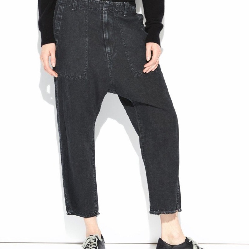 Nili Lotan Women's Black Cropped luna Boyfriend Jeans